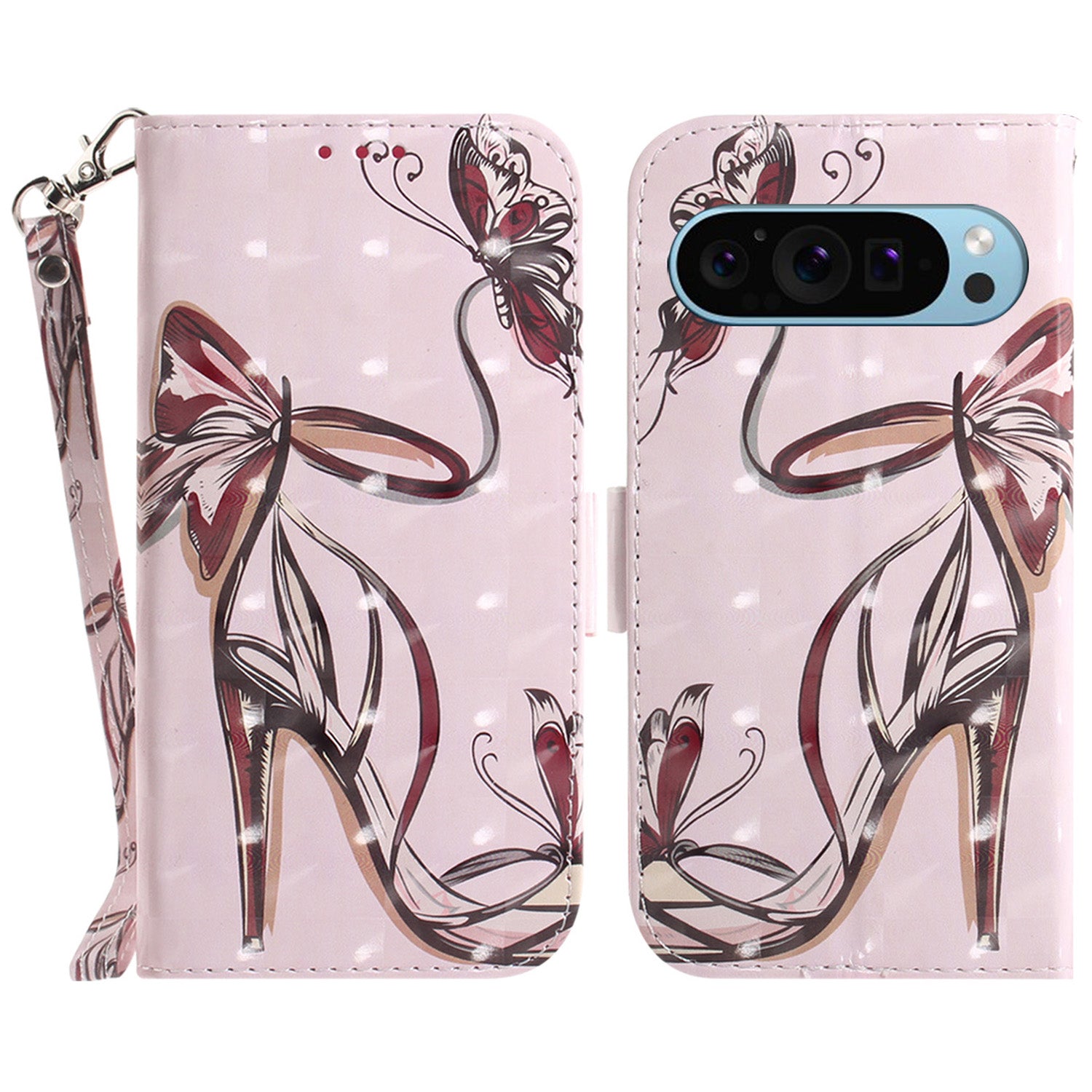 For Google Pixel 9 Pro Phone Case Pattern Printing Leather Flip Cover with Strap For Google Pixel 9 Pro Phone Case Pattern Printing Leather Flip Cover with Strap